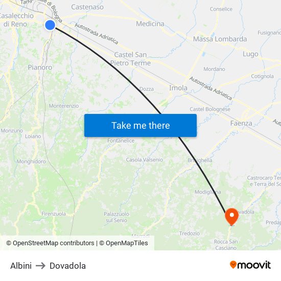 Albini to Dovadola map