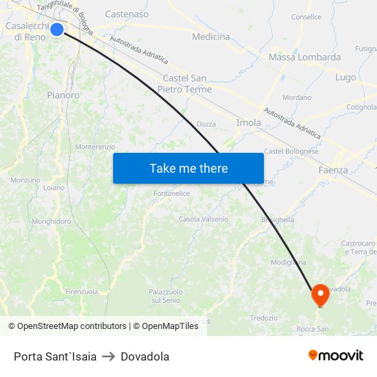 Porta Sant`Isaia to Dovadola map