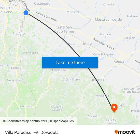 Villa Paradiso to Dovadola map