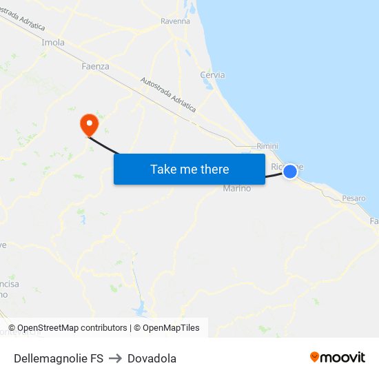 Dellemagnolie FS to Dovadola map