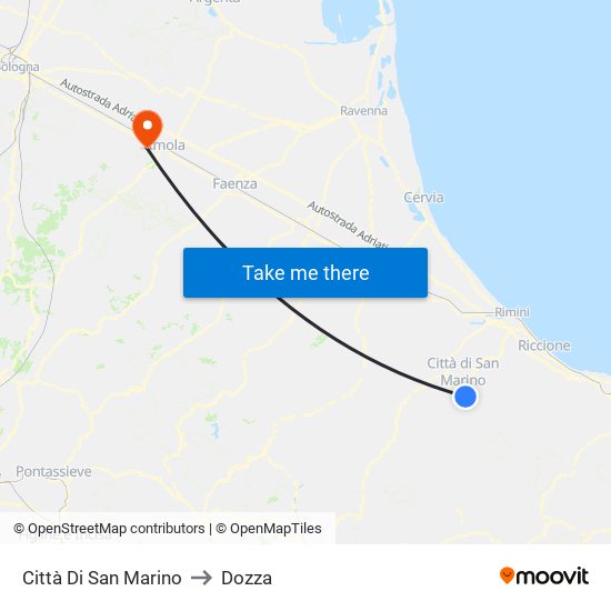 Città Di San Marino to Dozza map