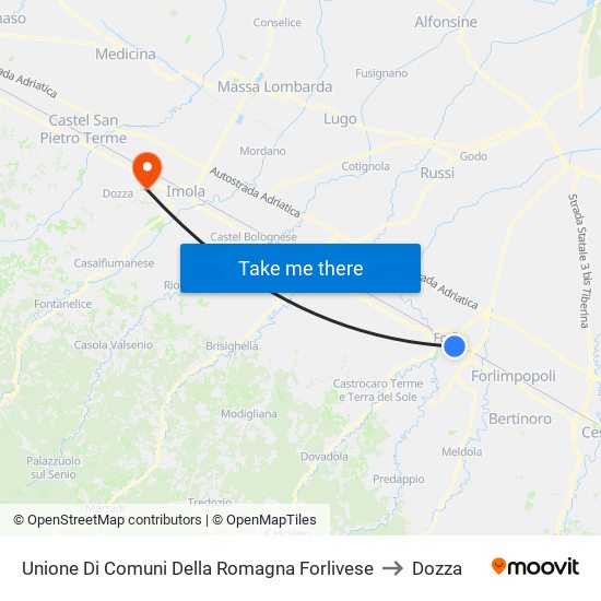 Unione Di Comuni Della Romagna Forlivese to Dozza map