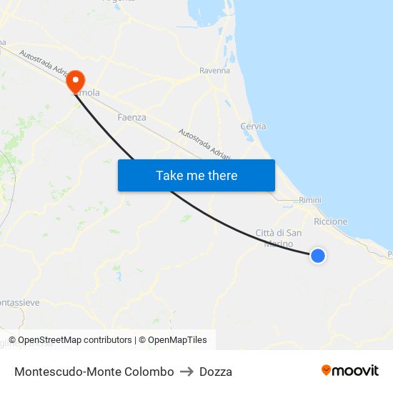 Montescudo-Monte Colombo to Dozza map