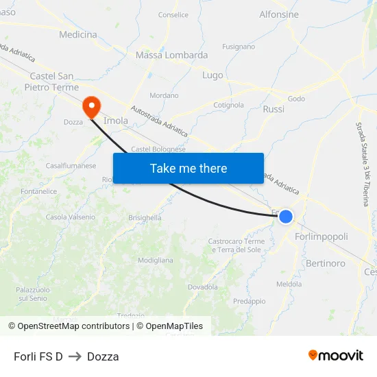 Forli FS D to Dozza map