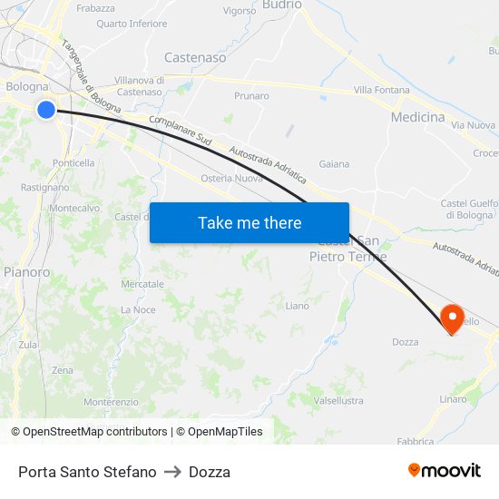 Porta Santo Stefano to Dozza map
