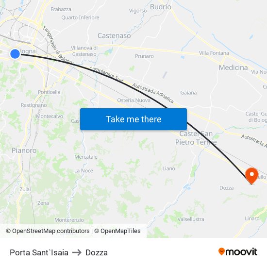 Porta Sant`Isaia to Dozza map