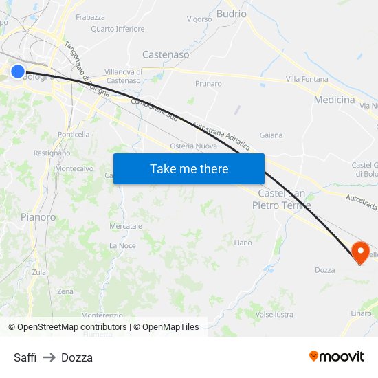 Saffi to Dozza map