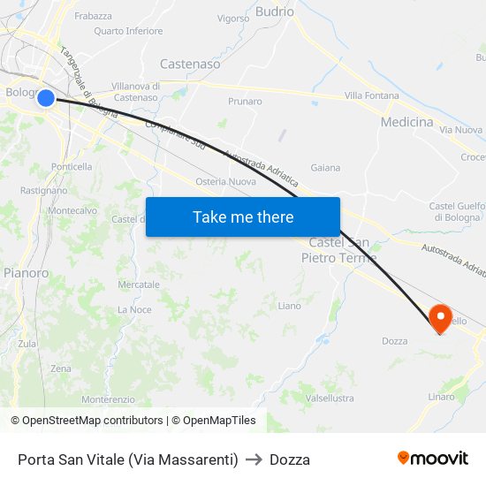 Porta San Vitale (Via Massarenti) to Dozza map