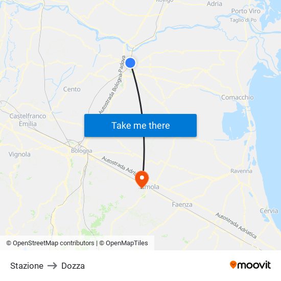 Stazione to Dozza map