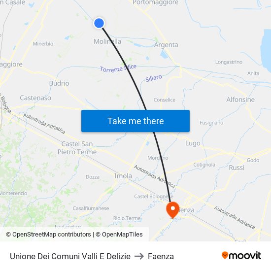 Unione Dei Comuni Valli E Delizie to Faenza map