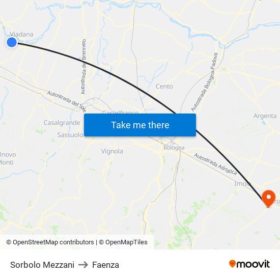 Sorbolo Mezzani to Faenza map