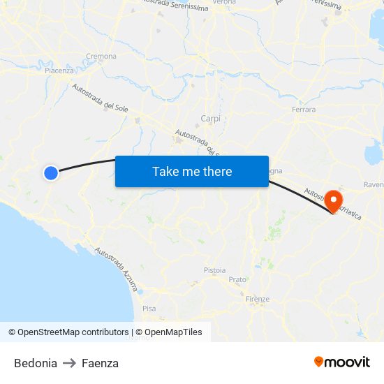 Bedonia to Faenza map