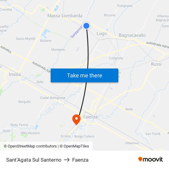 Sant'Agata Sul Santerno to Faenza map