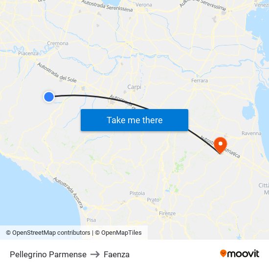 Pellegrino Parmense to Faenza map