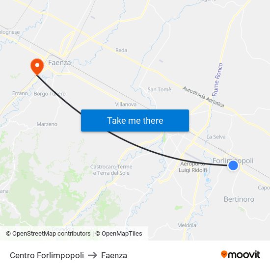 Centro Forlimpopoli to Faenza map