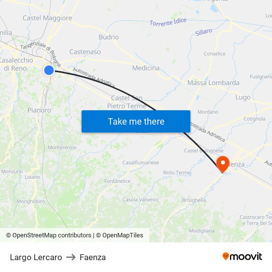 Largo Lercaro to Faenza map