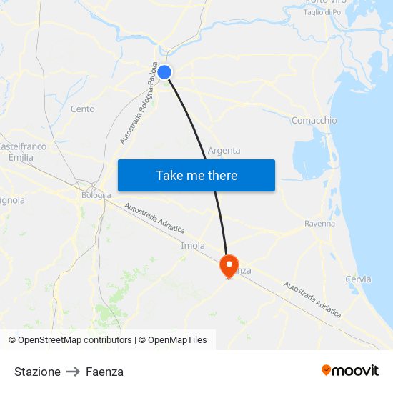 Stazione to Faenza map