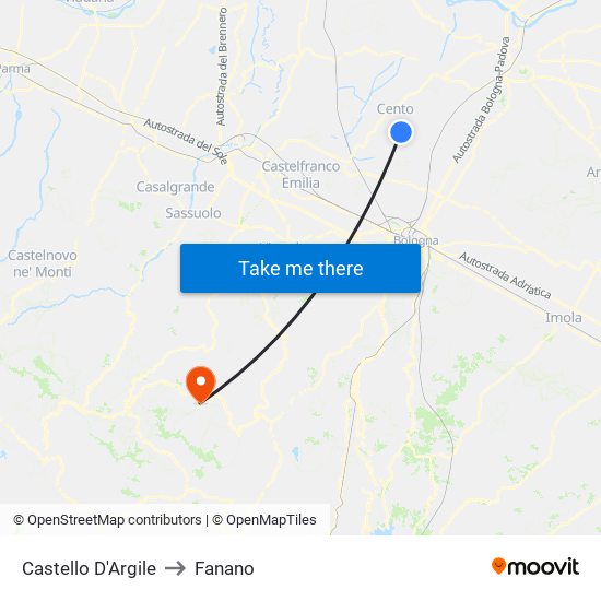 Castello D'Argile to Fanano map