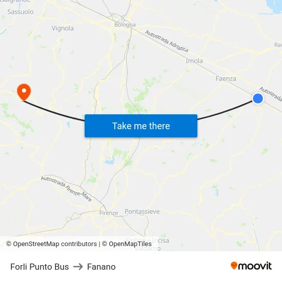 Forli Punto Bus to Fanano map