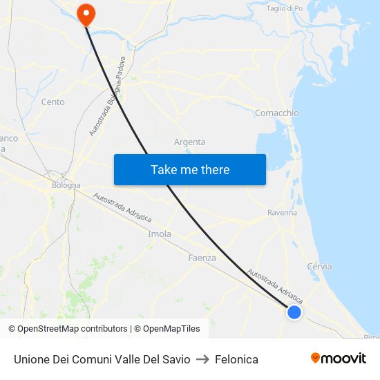 Unione Dei Comuni Valle Del Savio to Felonica map