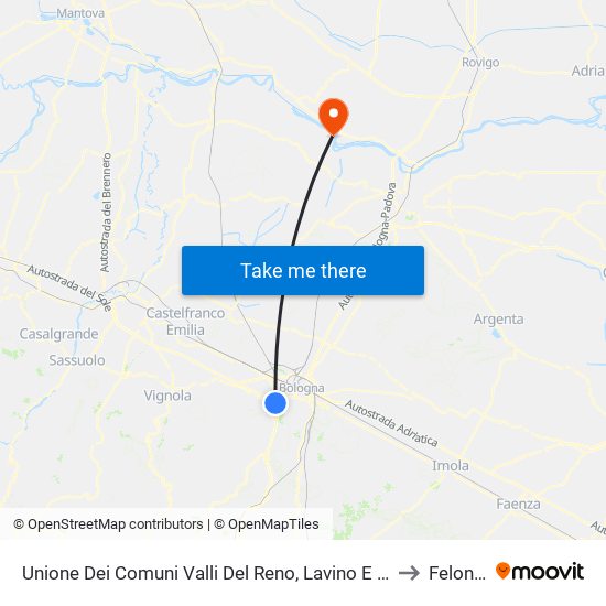Unione Dei Comuni Valli Del Reno, Lavino E Samoggia to Felonica map