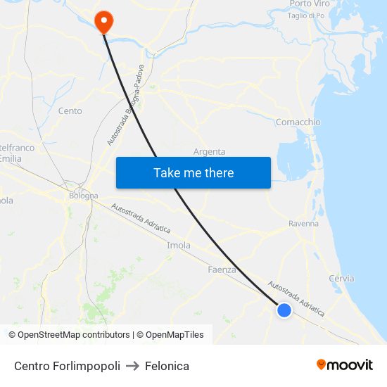 Centro Forlimpopoli to Felonica map