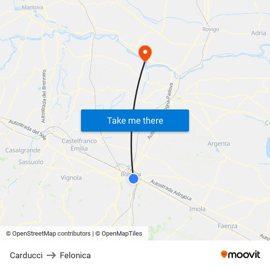 Carducci to Felonica map