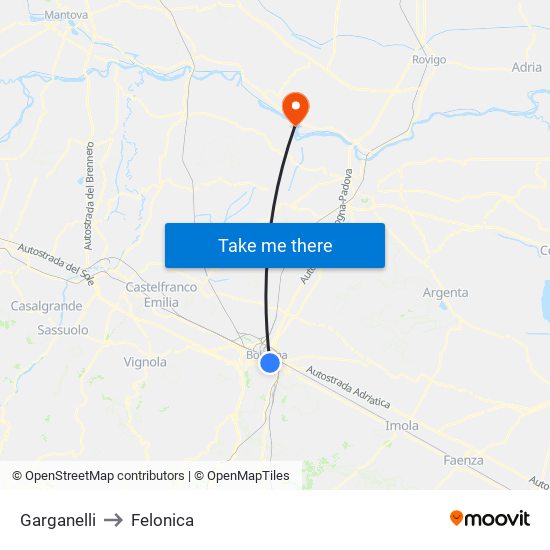 Garganelli to Felonica map