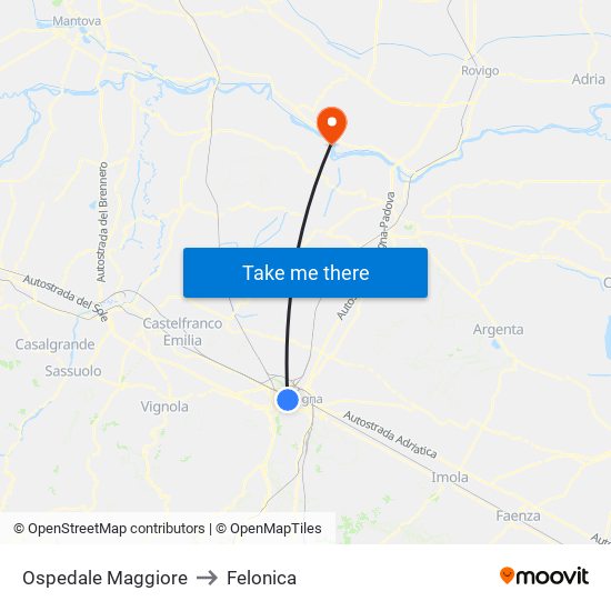 Ospedale Maggiore to Felonica map
