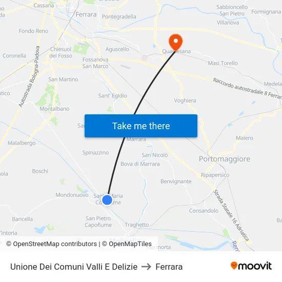 Unione Dei Comuni Valli E Delizie to Ferrara map