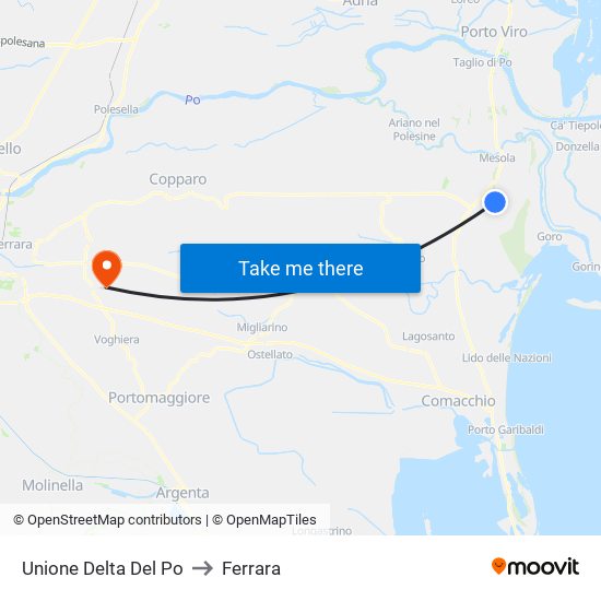 Unione Delta Del Po to Ferrara map