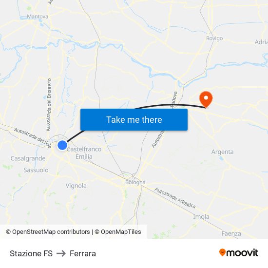 Stazione FS to Ferrara map