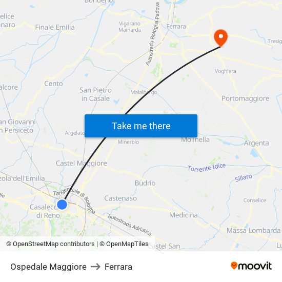 Ospedale Maggiore to Ferrara map