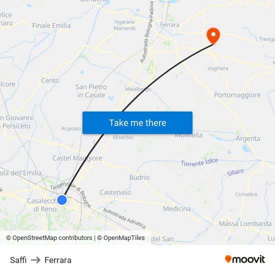 Saffi to Ferrara map
