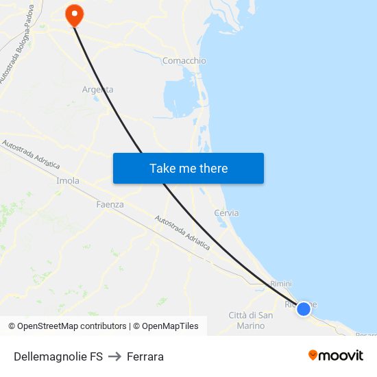 Dellemagnolie FS to Ferrara map