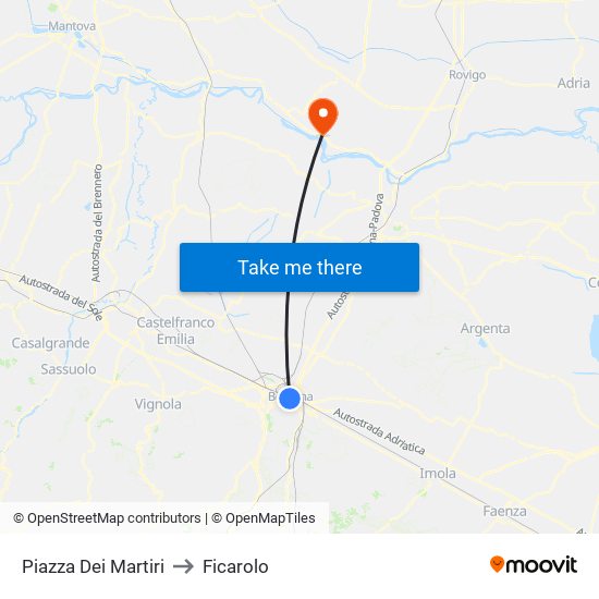 Piazza Dei Martiri to Ficarolo map