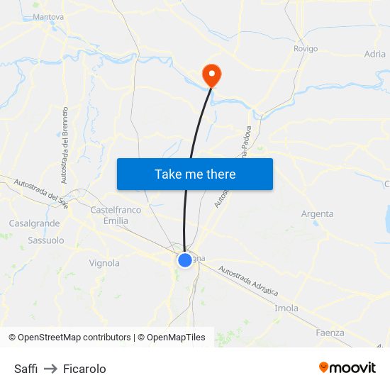 Saffi to Ficarolo map