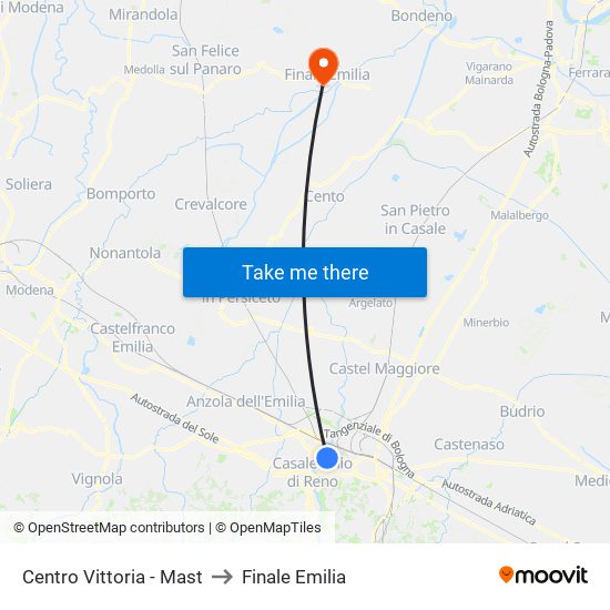 Centro Vittoria - Mast to Finale Emilia map