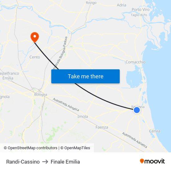 Randi-Cassino to Finale Emilia map