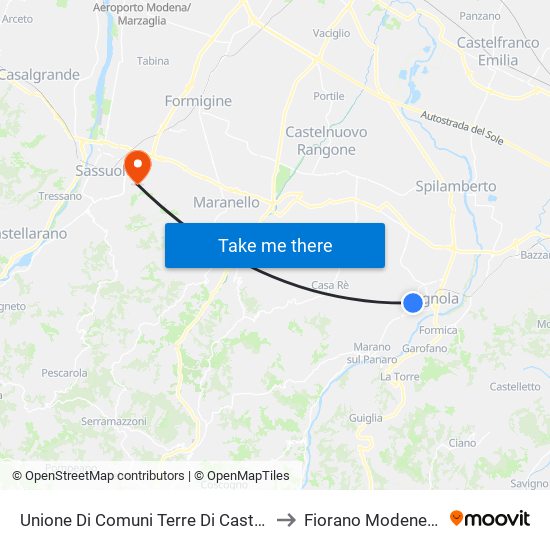 Unione Di Comuni Terre Di Castelli to Fiorano Modenese map