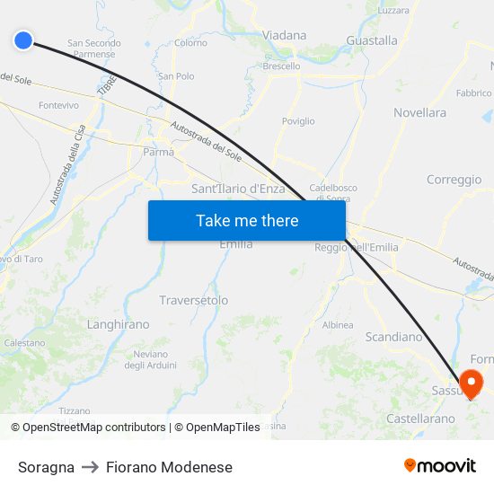 Soragna to Fiorano Modenese map