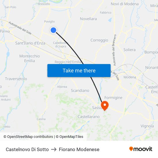 Castelnovo Di Sotto to Fiorano Modenese map