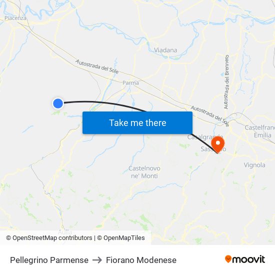 Pellegrino Parmense to Fiorano Modenese map