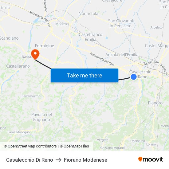 Casalecchio Di Reno to Fiorano Modenese map