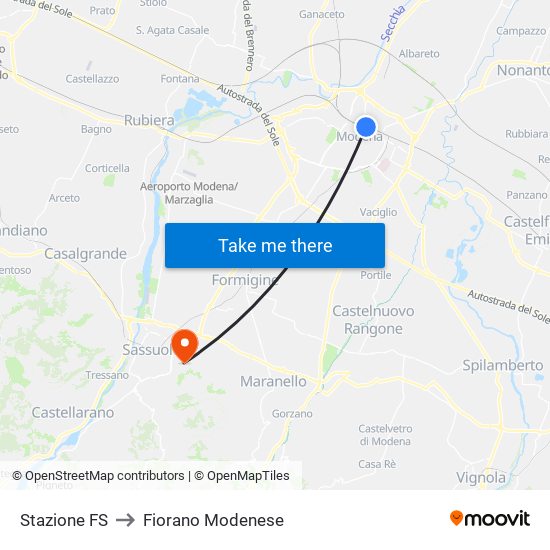 Stazione FS to Fiorano Modenese map