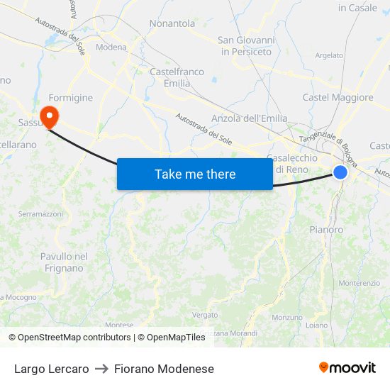 Largo Lercaro to Fiorano Modenese map