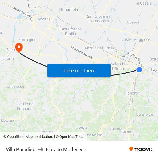 Villa Paradiso to Fiorano Modenese map