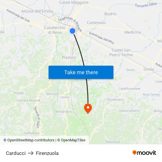 Carducci to Firenzuola map