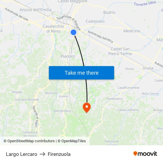 Largo Lercaro to Firenzuola map