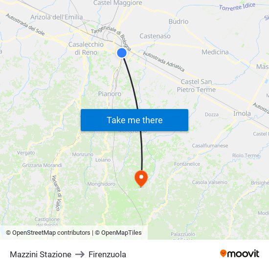 Mazzini Stazione to Firenzuola map